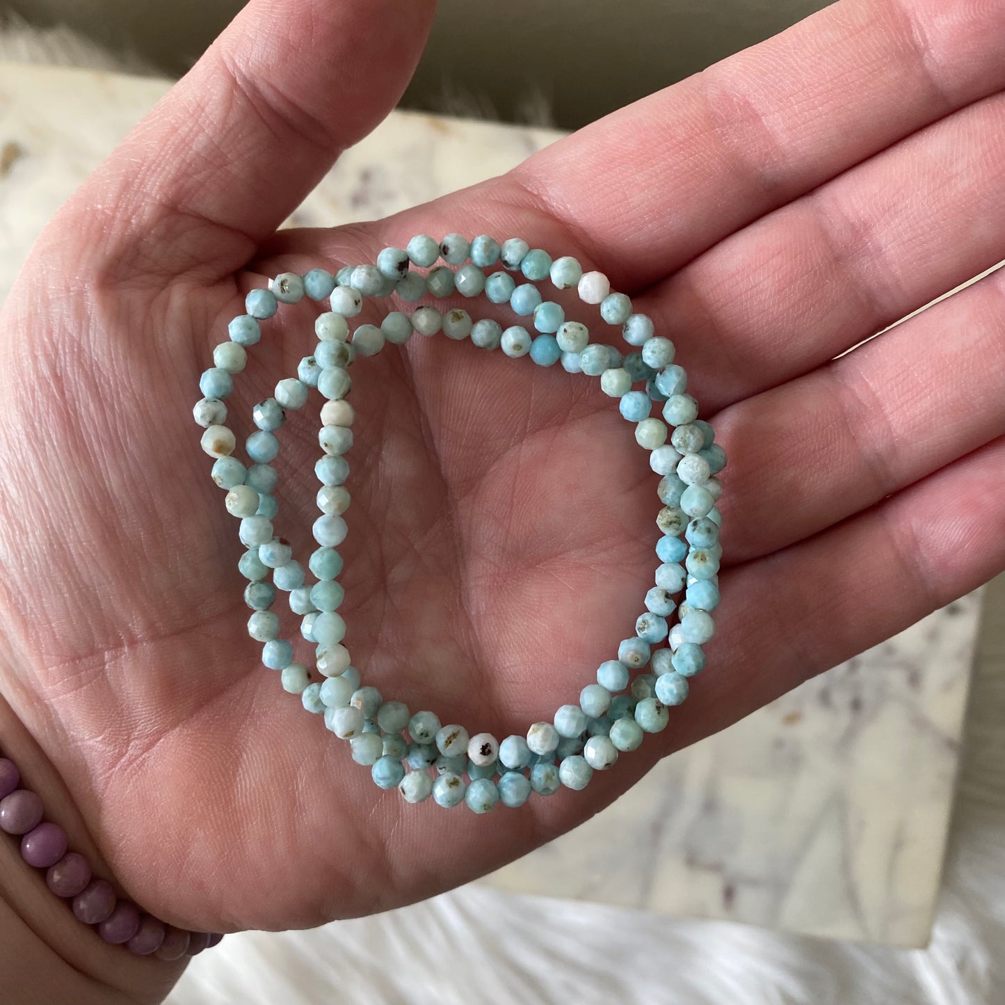Dainty Faceted Larimar Bracelet