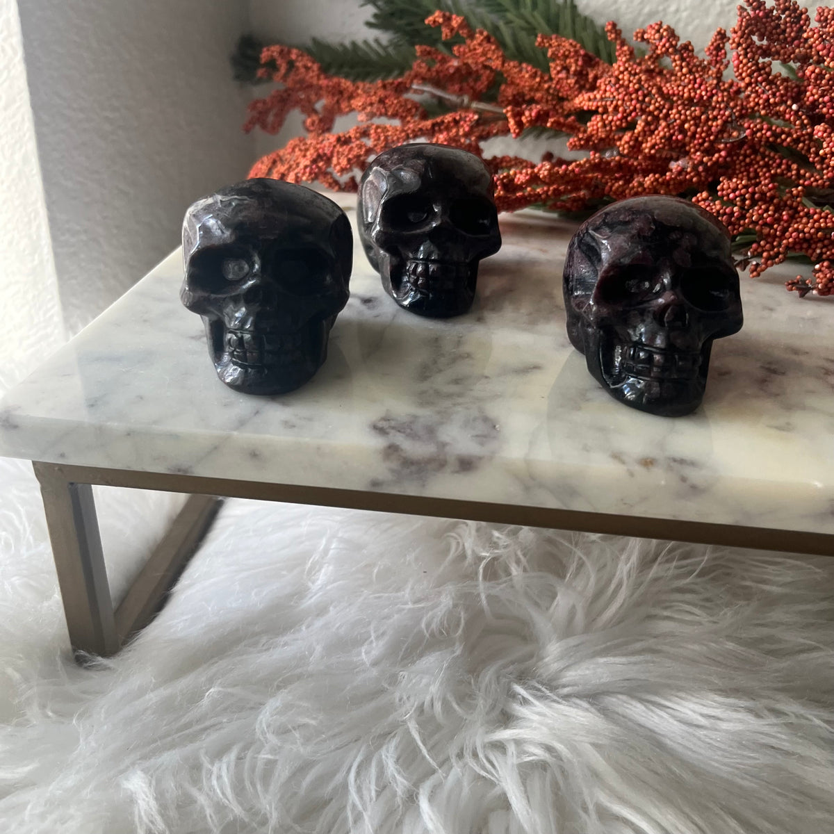 Garnet skull