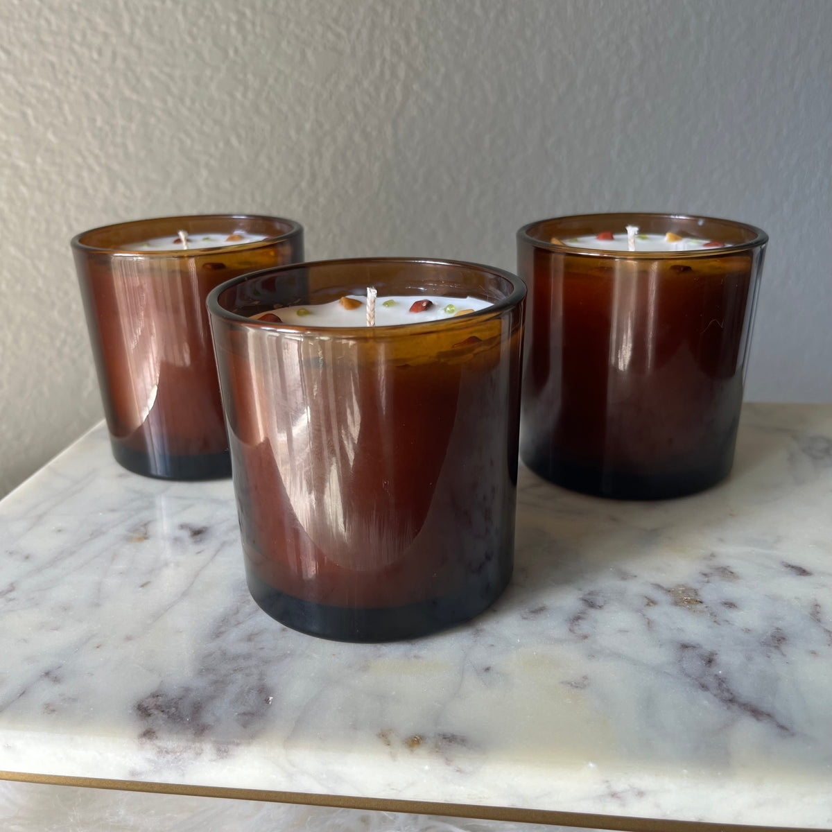 Autumn Leaves - Grounding, Renewal, Growth - Crystal Candle