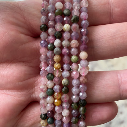 Pink Watermelon Tourmaline Faceted Dainty Bracelet