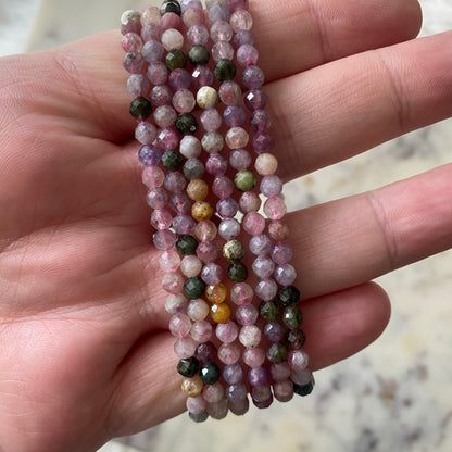 Pink Watermelon Tourmaline Faceted Dainty Bracelet