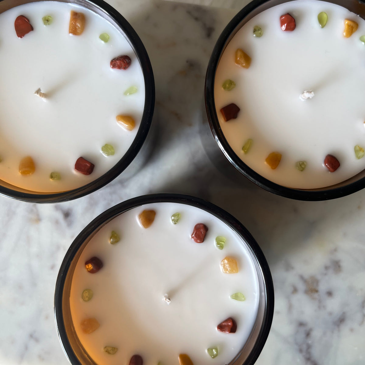 Autumn Leaves - Grounding, Renewal, Growth - Crystal Candle
