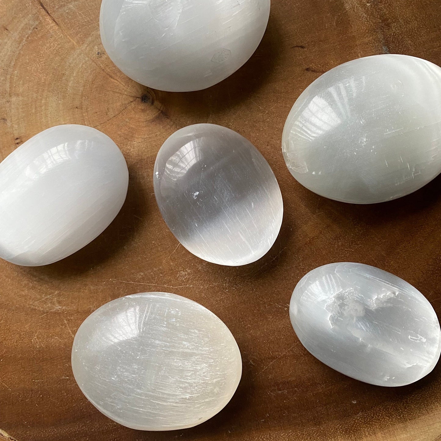 Selenite Palm Stone