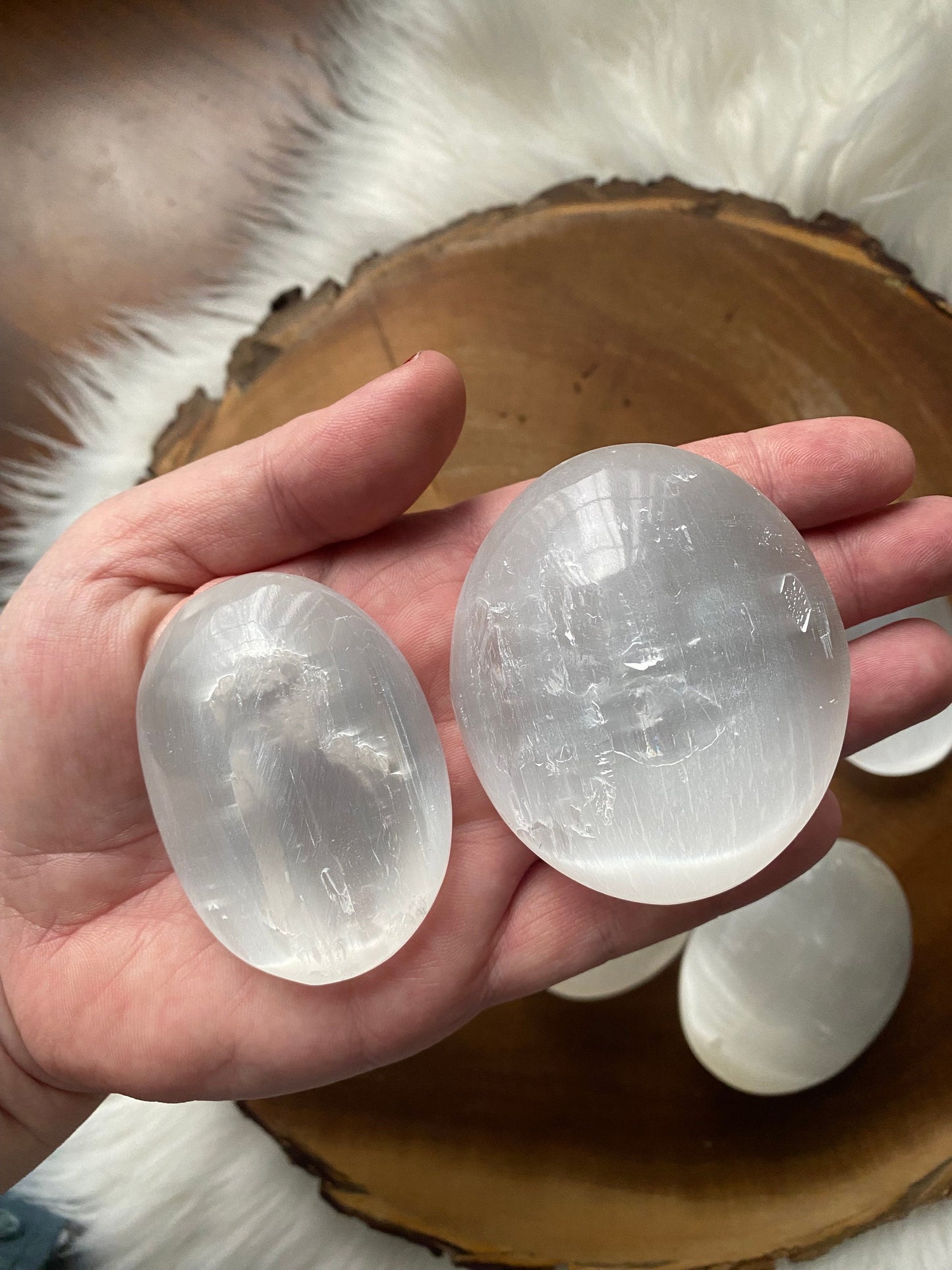Selenite Palm Stone
