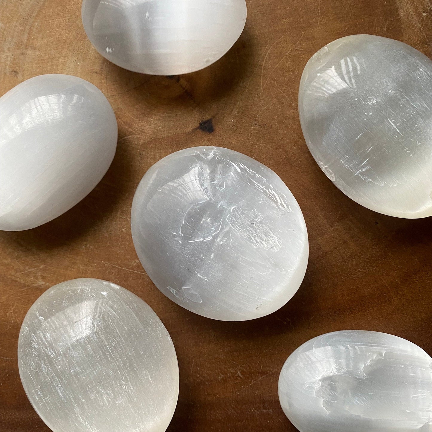 Selenite Palm Stone