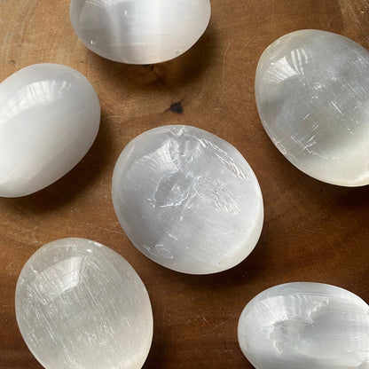 Selenite Palm Stone
