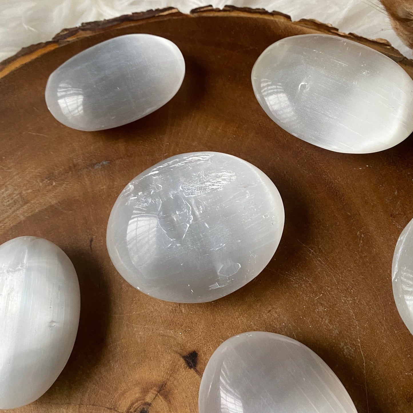 Selenite Palm Stone