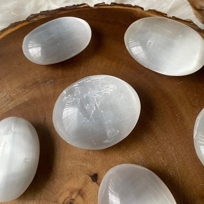 Selenite Palm Stone