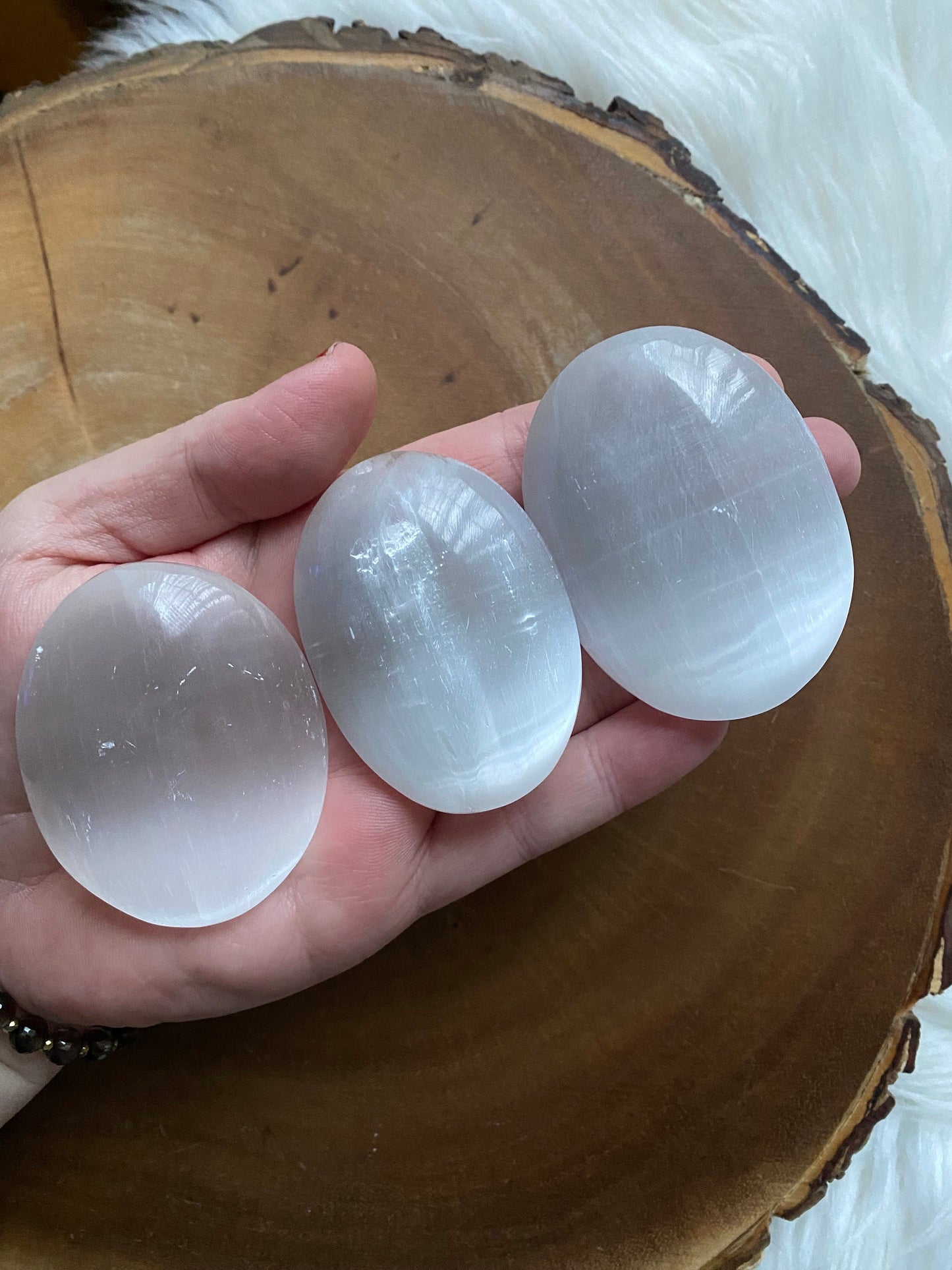 Selenite Palm Stone
