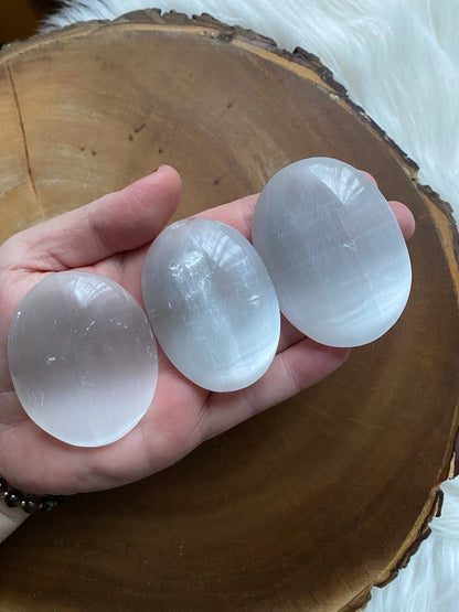 Selenite Palm Stone