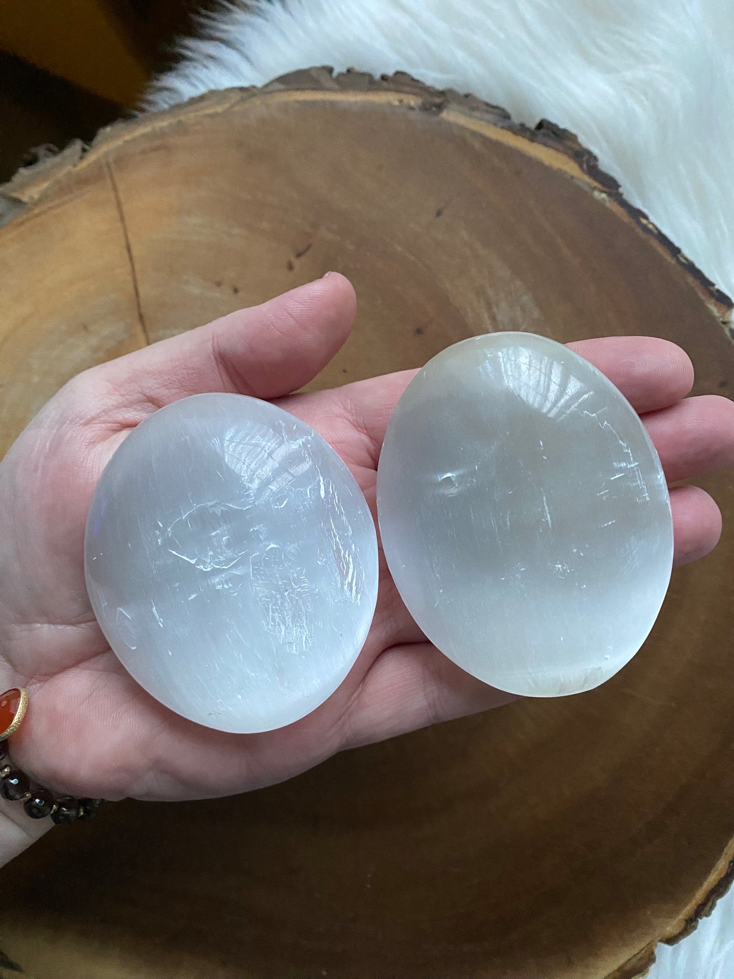 Selenite Palm Stone
