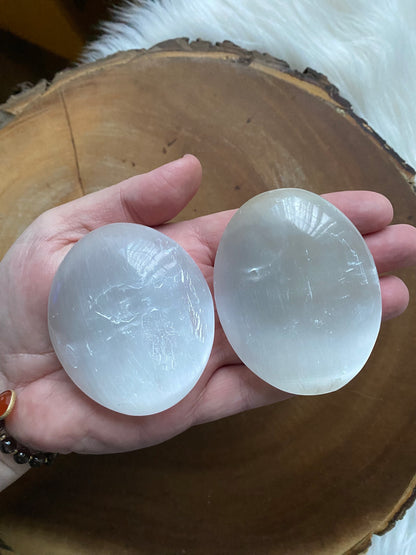 Selenite Palm Stone