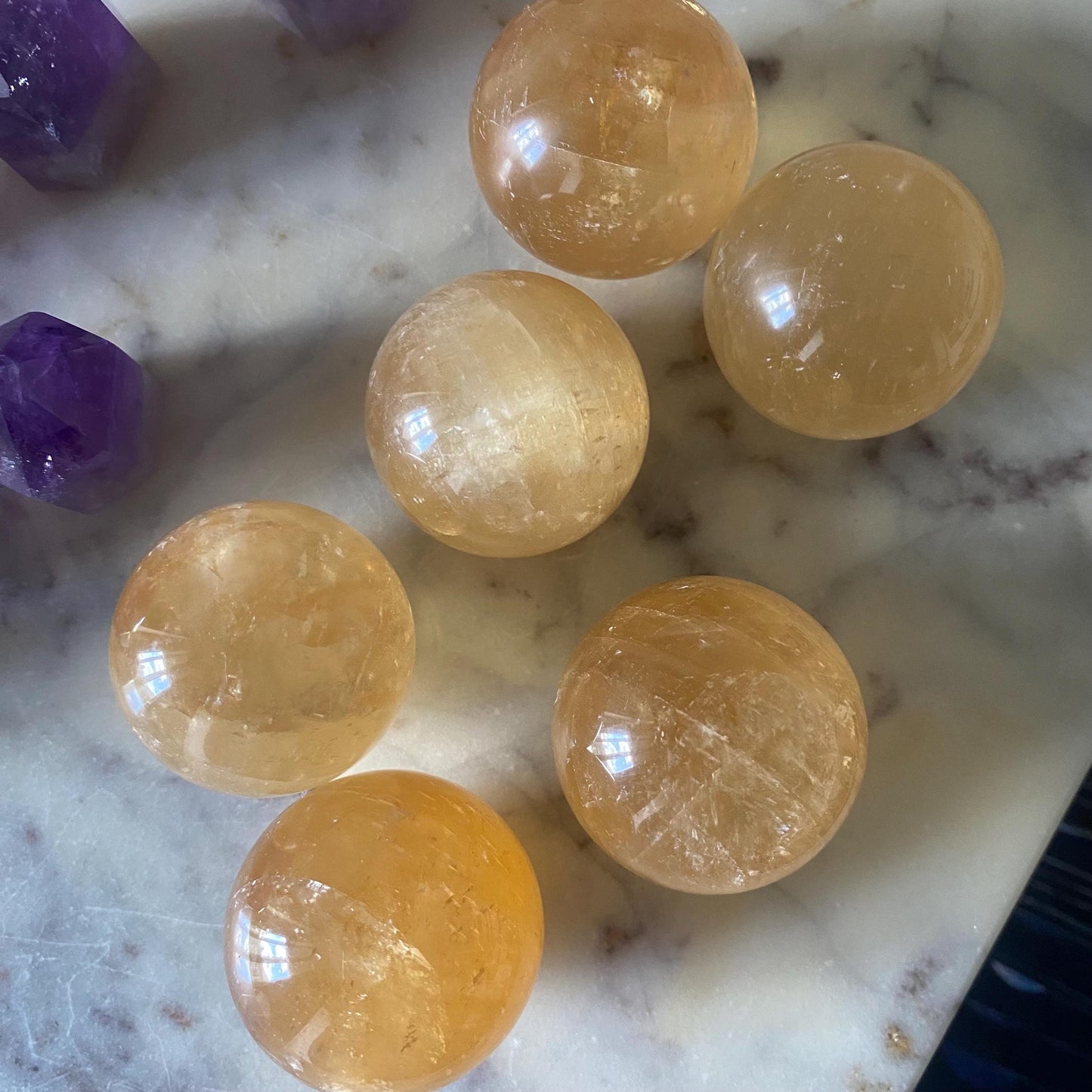 Honey Calcite Sphere