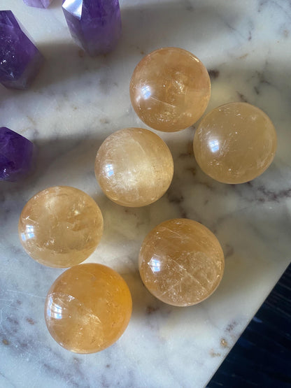 Honey Calcite Sphere