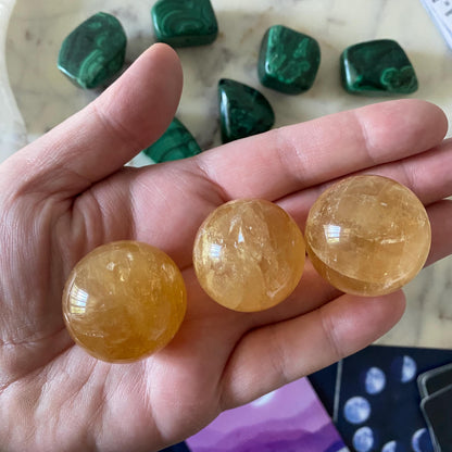 Honey Calcite Sphere