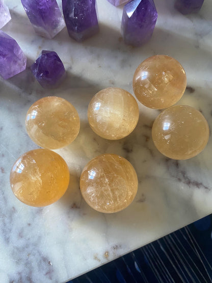 Honey Calcite Sphere