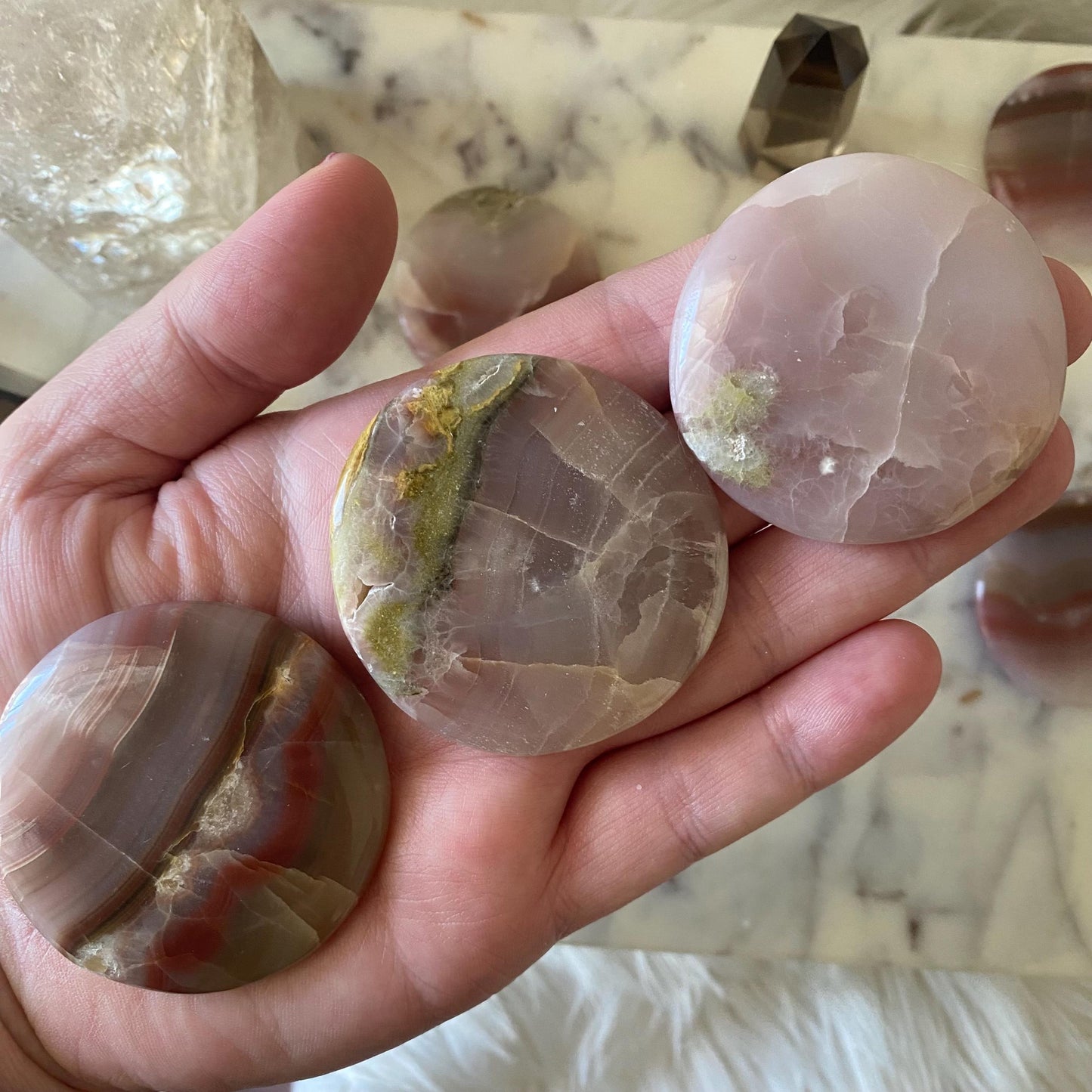 Rose Calcite Flat Stone