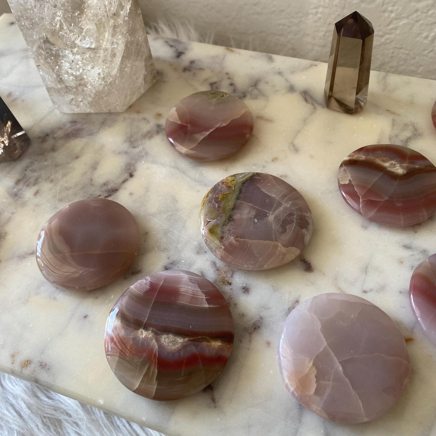 Rose Calcite Flat Stone