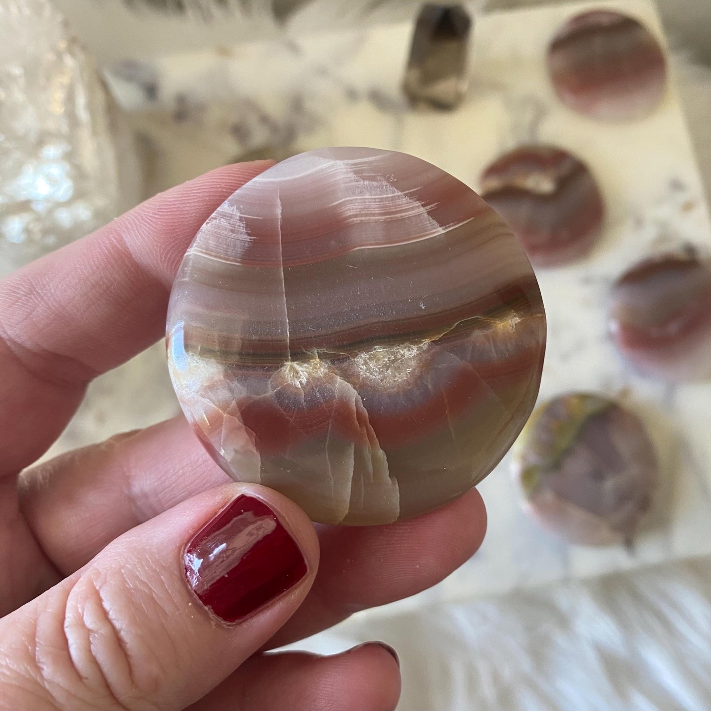 Rose Calcite Flat Stone